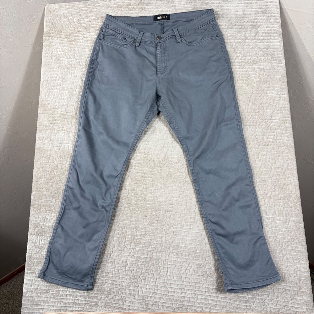 DUER N2X Slim Fit Grey Performance Pants Mens 36x31 Stretch Tencel Lyocell